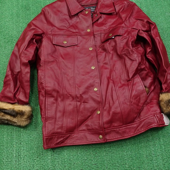NWT TERRY LEWIS CLASSIC LUXURIES RED LEATHER COAT JACKET WOMENS SIZE M NEW! - Picture 3 of 11